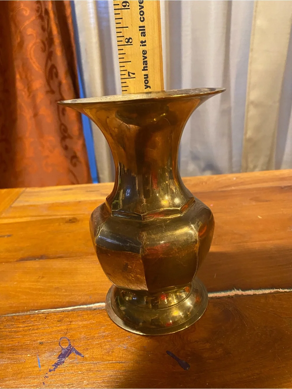 Vintage-Style Brass Accent Vase - Polished Brown Brass Finish